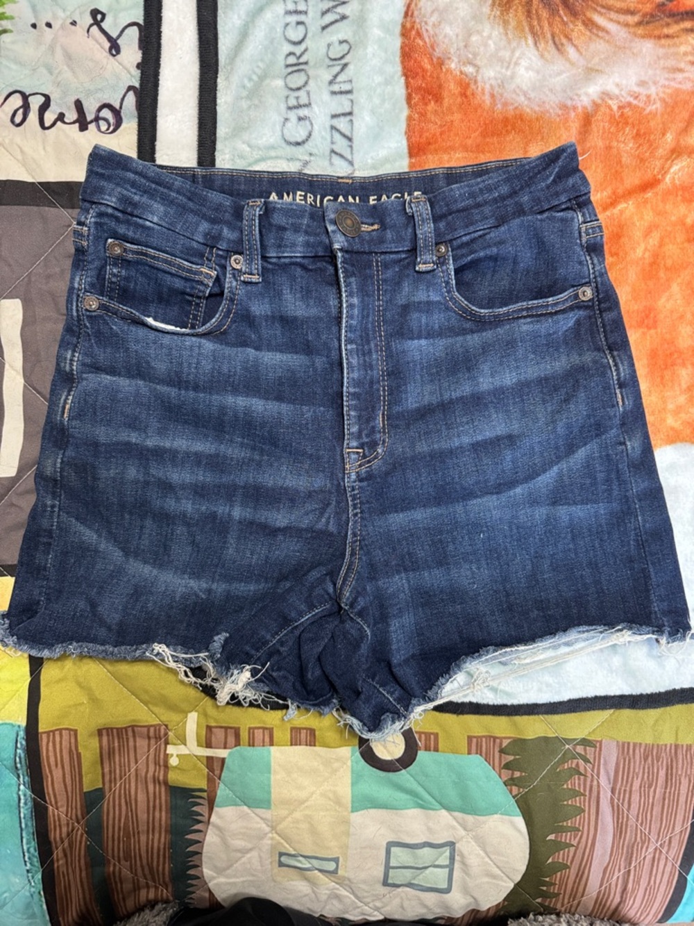 American Eagle Outfitters Dark Wash Denim High-Rise Shorts
